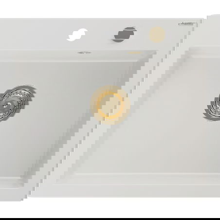 Mexen Elix granitinė vienos kameros plautuvė 600 x 500 mm, balta, sifonas auksinis - 6525601005-20-G