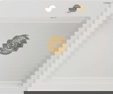 Mexen Elix granitinė vienos kameros plautuvė 600 x 500 mm, balta, sifonas auksinis - 6525601005-20-G