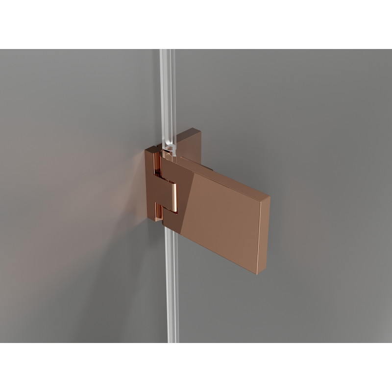 Mexen Lunar-F L dušo kabina, sulankstoma dešinė 80 x 80 cm, skaidri, rožinio aukso - 836L-080-080-60-00-P