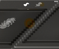 Mexen Elix granitinė kriauklė 1 kamera 600 x 500 mm, juoda/auksinis metalikas, auksinis sifonas - 6525601005-75-G