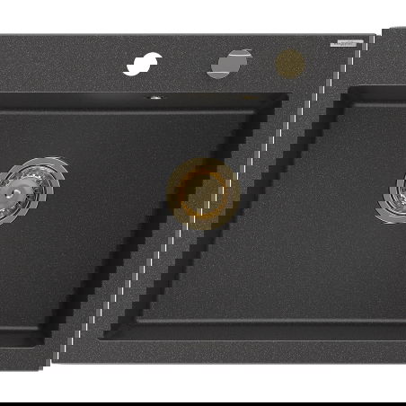 Mexen Elix granitinis virtuvės kriauklė 1 skyrius 600 x 500 mm, juoda dėmėta, aukso sifonas - 6525601005-76-G