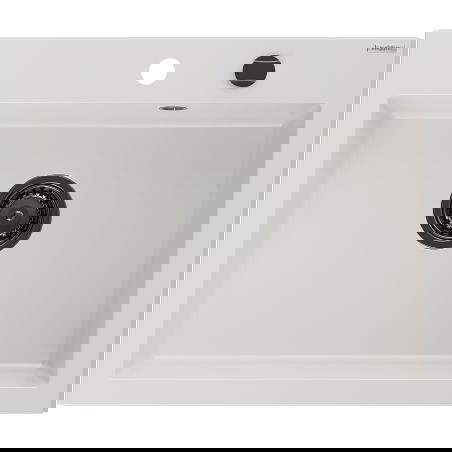 Mexen Elix granito plautuvė 1-ą kamerų 600 x 500 mm, balta, juodas sifonas - 6525601005-20-B