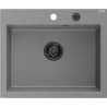 Mexen Elix granitinis kriauklė 1 skyrelis 600 x 500 mm, pilka, juodas sifonas - 6525601005-71-B