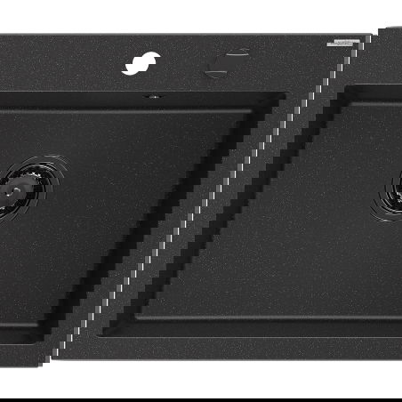 Mexen Elix granitinė virtuvės kriauklė 1 skyrius, 600 x 500 mm, juoda/sidabrinė metalika, juodas sifonas - 6525601005-73-B