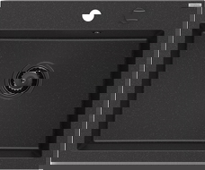 Mexen Elix granitinė virtuvės kriauklė 1 skyrius, 600 x 500 mm, juoda/sidabrinė metalika, juodas sifonas - 6525601005-73-B