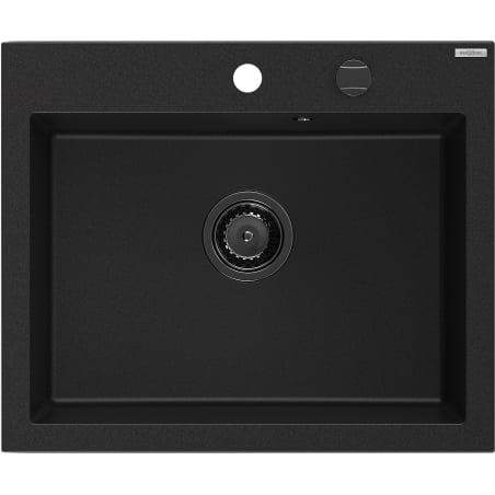 Mexen Elix granito plautuvė 1 kameros 600 x 500 mm, juoda, sifonas juodas - 6525601005-77-B