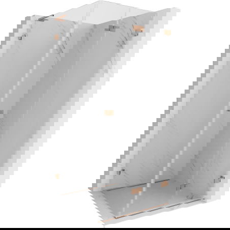 Mexen Lunar-F L dešinė pusė 70 x 70 cm sulankstoma dušo kabina, skaidri, šlifuotas varis - 836L-070-070-65-00-P