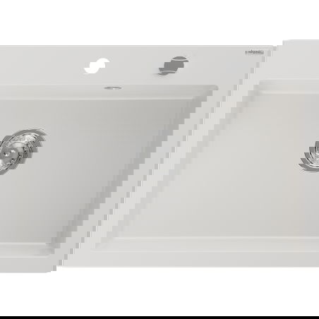 Mexen Elix granitinė vienaaukštė plautuvė 700 x 500 mm, balta, chromuotas sifonas - 6526701005-20