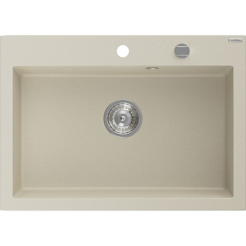 Mexen Elix virtuvės kriauklė 1 skyrius 700 x 500 mm, smėlio spalvos, chromuotas sifonas - 6526701005-69