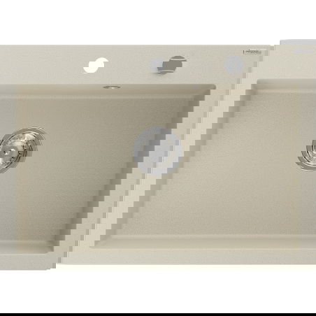 Mexen Elix granitinė plautuvė 1 skyrius 700 x 500 mm, smėlio spalvos, chrominis sifonas - 6526701005-69