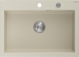 Mexen Elix virtuvės kriauklė 1 skyrius 700 x 500 mm, smėlio spalvos, chromuotas sifonas - 6526701005-69