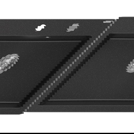 Mexen Elix granitinė vienos plautuvės 700 x 500 mm, juoda/sidabrinis metalikas, chromu sifonas - 6526701005-73