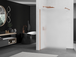 Mexen Kioto dušo siena Walk-in 130 x 200 cm, šerkšnys 8 mm, rožinis auksas - 800-130-101-60-30