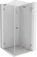 Mexen Lunar-F L dešinė sulankstoma dušo kabina 80 x 80 cm, skaidri, šlifuotas varis - 836L-080-080-65-00-P