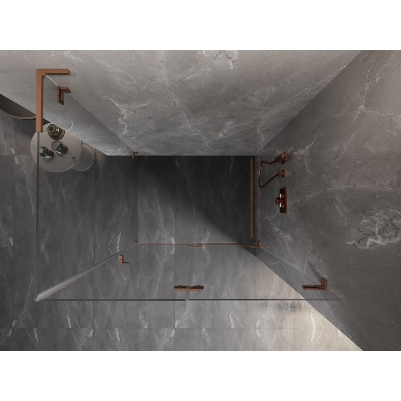 Mexen Lunar-F L sulankstoma dušo kabina dešinė 90 x 80 cm, skaidri, šlifuotas varis - 836L-090-080-65-00-P