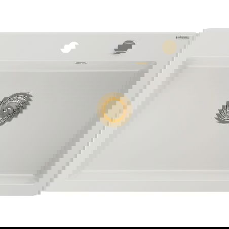 Mexen Elix granito plautuvė su viena kamera 700 x 500 mm, balta, auksinis sifonas - 6526701005-20-G