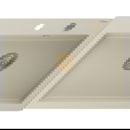 Mexen Elix vienos kameros granito plautuvė 700 x 500 mm, smėlio spalvos, auksinis sifonas - 6526701005-69-G