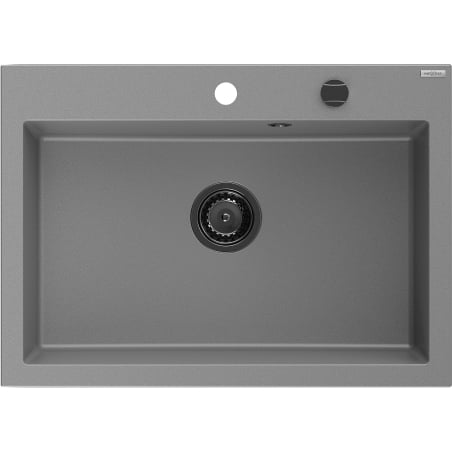 Mexen Elix granitinė 1-skyrių kriauklė 700 x 500 mm, pilka, juodas sifonas - 6526701005-71-B