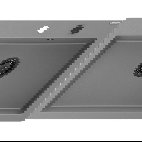 Mexen Elix granitinis virtuvės plautuvas 1-skyrius 700 x 500 mm, pilkas, juoda sifona - 6526701005-71-B