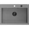 Mexen Elix granitinė 1-skyrių kriauklė 700 x 500 mm, pilka, juodas sifonas - 6526701005-71-B