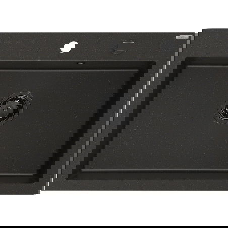 Mexen Elix granitinė kriauklė su viena anga, 700 x 500 mm, juoda/auksinė metalo spalva, juodas sifonas - 6526701005-75-B