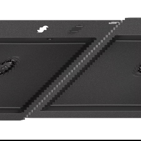 Mexen Elix akmens masės virtuvės kriauklė su vienu dubeniu 700 x 500 mm, juoda dėmėta, juodas sifonas - 6526701005-76-B
