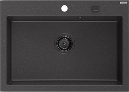 Mexen Elix granito plautuvė su viena kamera 700 x 500 mm, juoda su dėmėmis, juodas sifonas - 6526701005-76-B