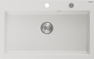 Mexen Elix granitinė vienos kameros plautuvė 800 x 500 mm, balta, chromuotas sifonas - 6527801005-20