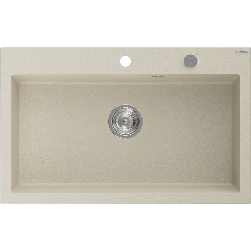Mexen Elix granitinė virtuvės kriauklė 1 dubuo 800 x 500 mm, smėlio, chromuotas sifonas - 6527801005-69