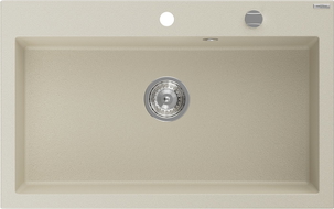 Mexen Elix granitinė virtuvinė plautuvė, 1 skyrius, 800 x 500 mm, smėlio spalvos, chromo sifonas - 6527801005-69