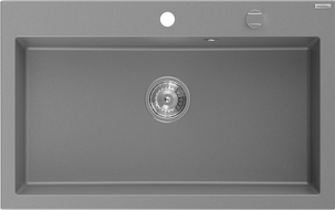 Mexen Elix granitinė vieno dubens plautuvė 800 x 500 mm, pilka, sifonas chromas - 6527801005-71