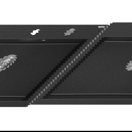 Mexen Elix granitinė vienos kameros plautuvė 800 x 500 mm, juoda/sidabrinė metalik, chromo sifonas - 6527801005-73