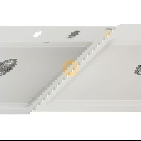 Mexen Elix granitinė plautuvė su viena kamera 800 x 500 mm, balta, auksinis sifonas - 6527801005-20-G