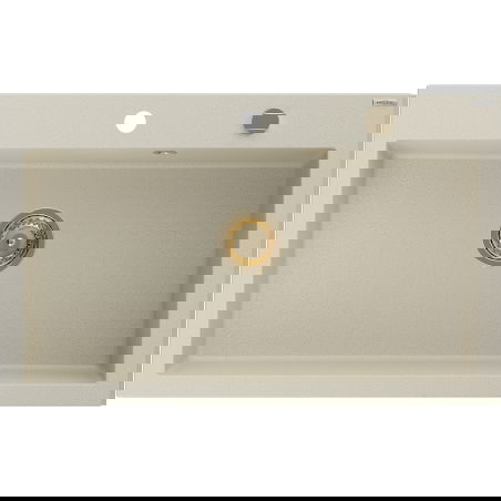 Mexen Elix granitinis plautuvas 1 skyrelio, 800 x 500 mm, smėlio spalvos, aukso sifonas - 6527801005-69-G