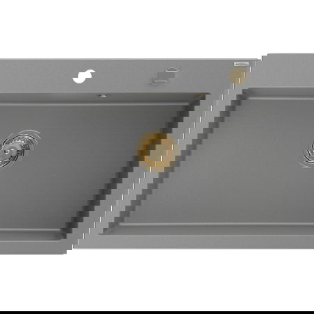 Mexen Elix granitinė vienos kameros plautuvė 800 x 500 mm, pilka, aukso sifonas - 6527801005-71-G