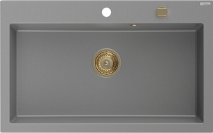 Mexen Elix granitinė vienos kameros plautuvė 800 x 500 mm, pilka, aukso sifonas - 6527801005-71-G