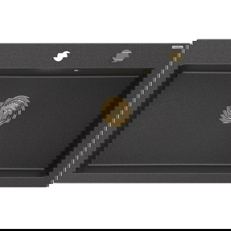 Mexen Elix vienos kameros granitinė kriauklė 800 x 500 mm, juoda dėmėta, sifonas auksinis - 6527801005-76-G