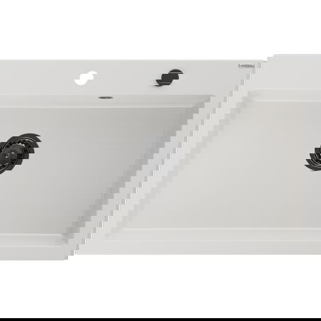 Mexen Elix granitinė virtuvės kriauklė 1-sekcijos 800 x 500 mm, balta, juodas sifonas - 6527801005-20-B