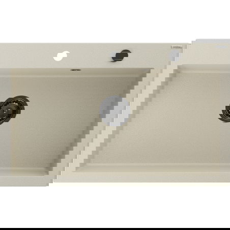 Mexen Elix granitinis vienos kameros plautuvas 800 x 500 mm, smėlio spalvos, juodas sifonas - 6527801005-69-B