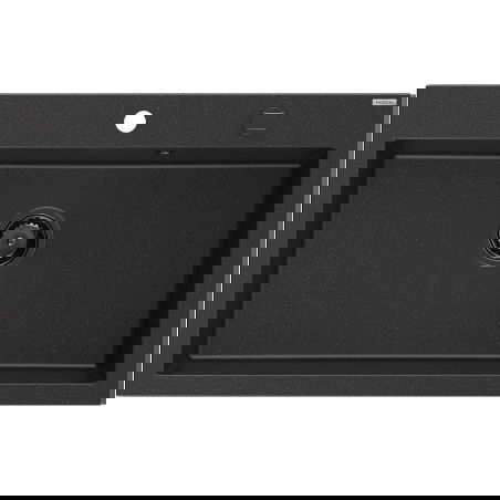 Mexen Elix granitinė virtuvės plautuvė 1-dubens, 800 x 500 mm, juoda/sidabrinė metalinė, juodas sifonas - 6527801005-73-B