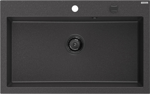 Mexen Elix granitinė plautuvė, 1 skyrius, 800 x 500 mm, juoda taškuota, juodas sifonas - 6527801005-76-B