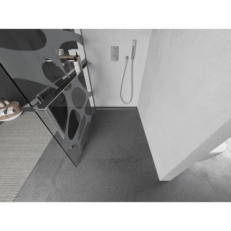 Mexen Kioto+ dušo siena su lentyna Walk-in 70 x 200 cm, balta banga, chromas - 800-070-121-01-97