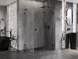 Mexen Lunar-F L sulankstoma dušo kabina dešinė 100 x 90 cm, skaidri, juoda - 836L-100-090-70-00-P
