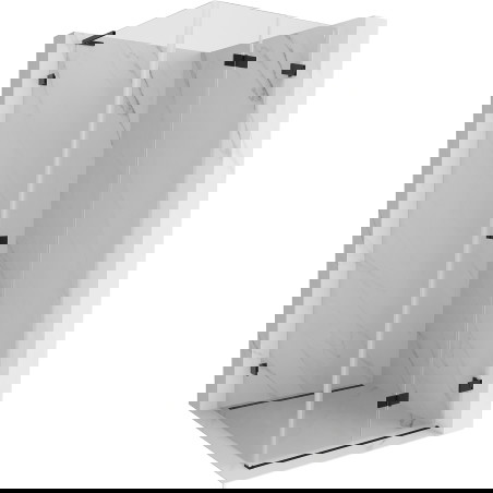 Mexen Lunar-F L sulankstoma dešinioji dušo kabina 100 x 100 cm, permatoma, juoda - 836L-100-100-70-00-P