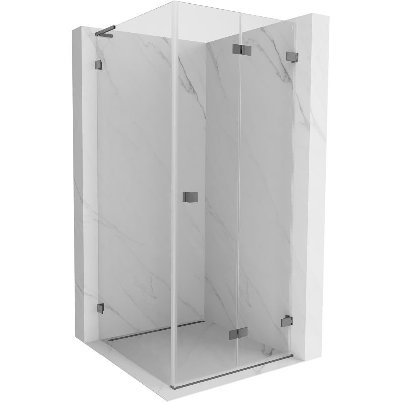 Mexen Lunar-F L sulankstoma dušo kabina dešinė 90 x 90 cm, skaidri, ginklų metalas - 836L-090-090-95-00-P