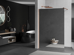Mexen Kioto dušo siena Walk-in 140 x 200 cm, veidrodis 8 mm, rožinis auksas - 800-140-101-60-50