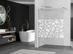 Mexen Kioto dušo siena Walk-in 70 x 200 cm, balti raštai 8 mm, chromas - 800-070-101-01-85
