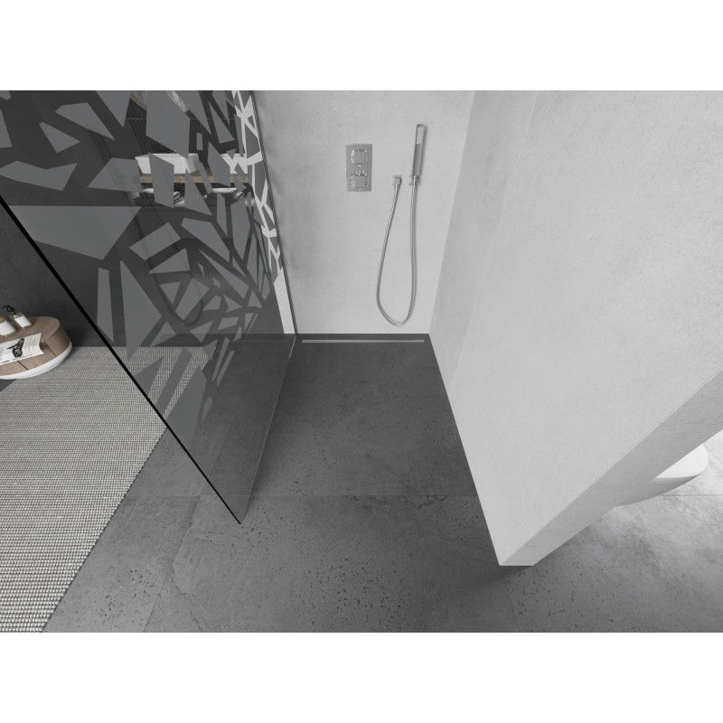 Mexen Kioto dušo sienelė Walk-in 90 x 200 cm, baltas raštas 8 mm, chromas - 800-090-101-01-85