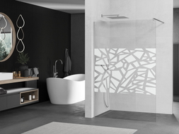 Mexen Kioto dušo siena Walk-in 130 x 200 cm, baltas raštas 8 mm, chromas - 800-130-101-01-85