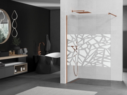 Mexen Kioto dušo siena Walk-in 80 x 200 cm, baltas raštas 8 mm, rožinis auksas - 800-080-101-60-85